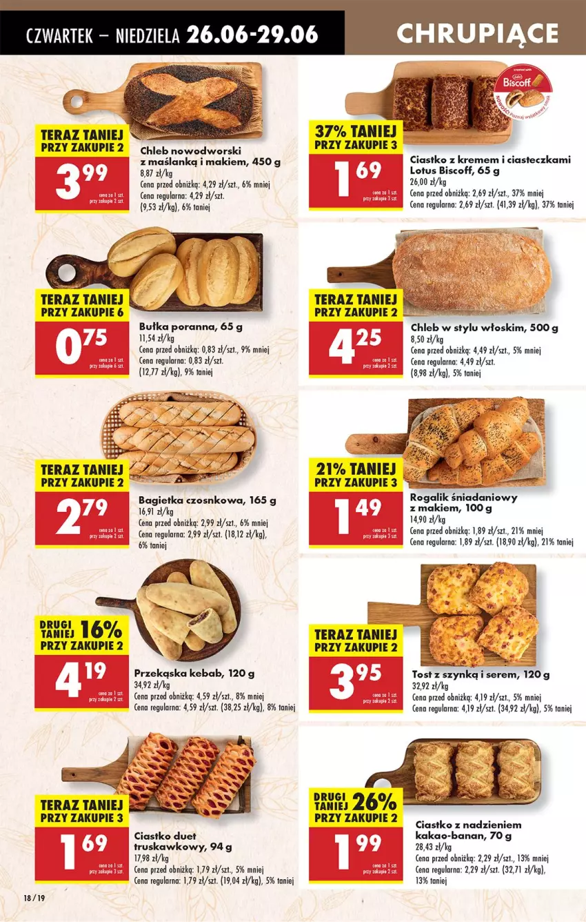 Gazetka promocyjna Biedronka - Od Czwartku - ważna 26.06 do 02.07.2025 - strona 26 - produkty: Bagietka, Bagietka czosnkowa, Bułka, Chleb, Danio, Kakao, Kebab, Por, Rogal, Ser, Tera