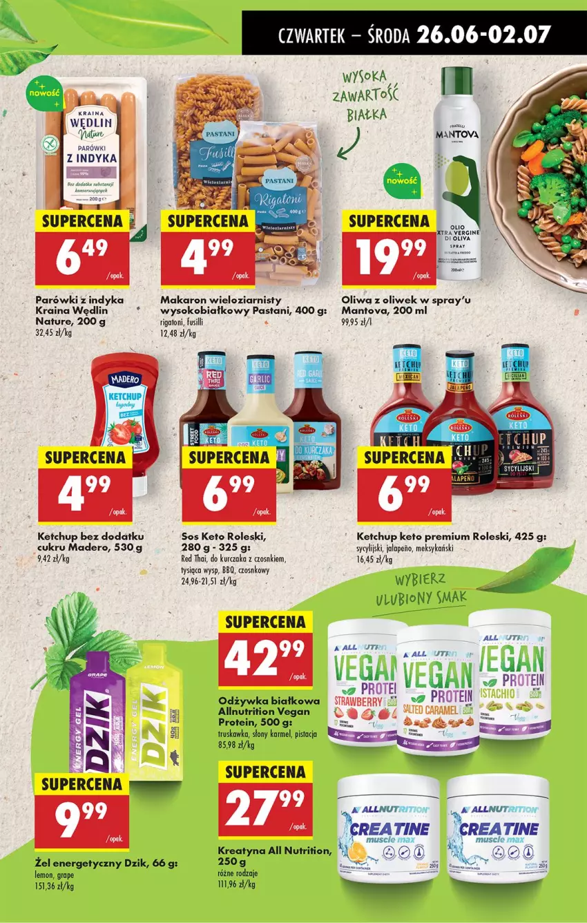 Gazetka promocyjna Biedronka - Od Czwartku - ważna 26.06 do 02.07.2025 - strona 33 - produkty: Gin, Gra, Ketchup, Kurczak, Makaron, Odżywka, Oliwa, Oliwa z oliwek, Parówki, Parówki z indyka, Sok, Sos