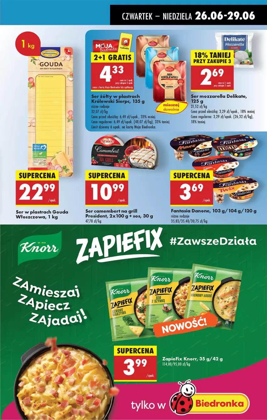 Gazetka promocyjna Biedronka - Od Czwartku - ważna 26.06 do 02.07.2025 - strona 39 - produkty: Camembert, Danone, Fa, Fanta, Gouda, Grill, Knorr, Królewski, Mozzarella, Ser, Sos