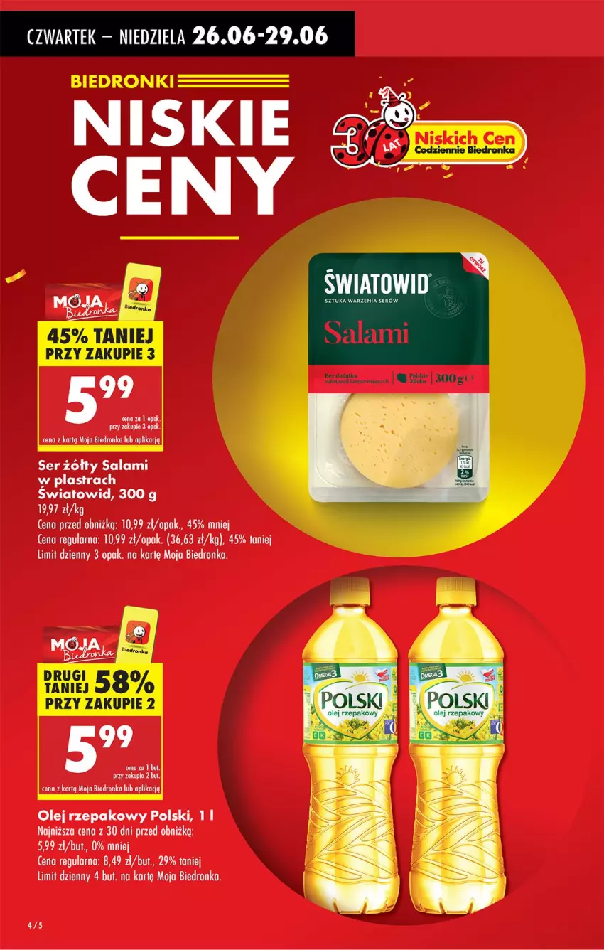 Gazetka promocyjna Biedronka - Od Czwartku - ważna 26.06 do 02.07.2025 - strona 6 - produkty: Fa, Olej, Olej rzepakowy, Salami, Ser