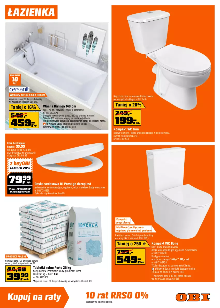 Gazetka promocyjna Obi - Gazetka OBI - ważna 20.08 do 09.09.2025 - strona 5 - produkty: Deska sedesowa, Deska wolnoopadająca, Kompakt WC, Perła, Tablet, Wanna