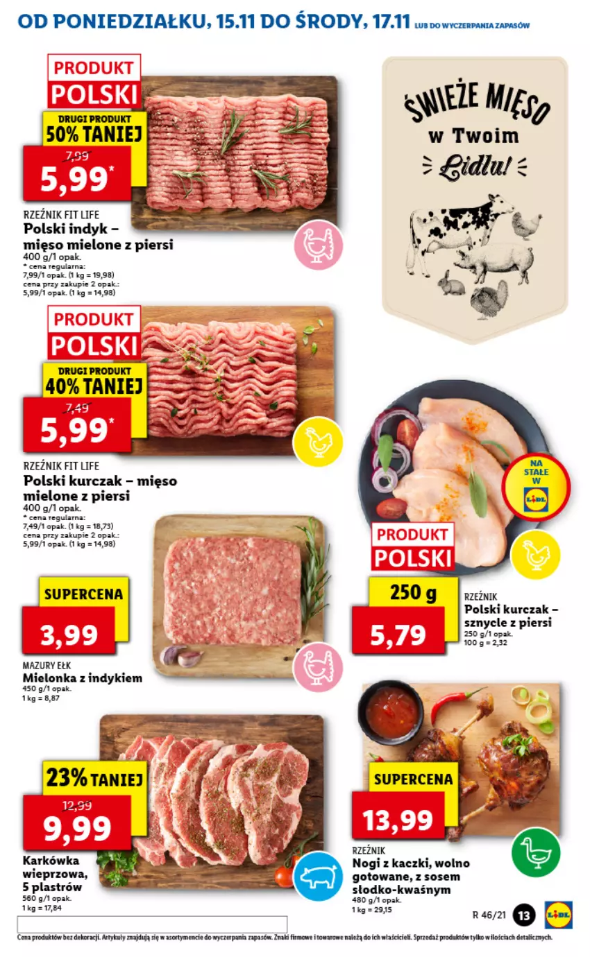 Gazetka promocyjna Lidl - GAZETKA - ważna 15.11 do 17.11.2021 - strona 13 - produkty: Fa, Kurczak, Mięso, Mięso mielone, Sos