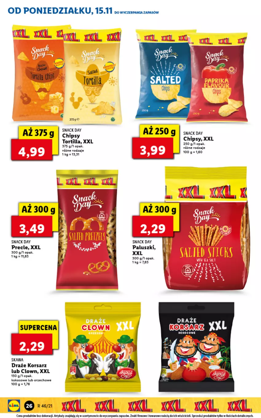 Gazetka promocyjna Lidl - GAZETKA - ważna 15.11 do 17.11.2021 - strona 26 - produkty: Chipsy, Kawa, Kokos, Precle, Tortilla