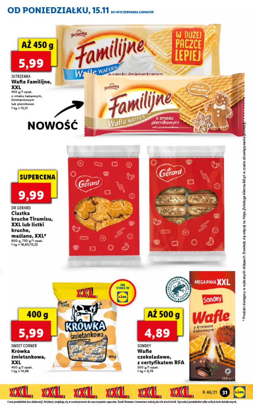 Gazetka promocyjna Lidl - GAZETKA - ważna 15.11 do 17.11.2021 - strona 31 - produkty: Ciastka, Dr Gerard, Fa, Jutrzenka, Kakao, Piernik, Wafle