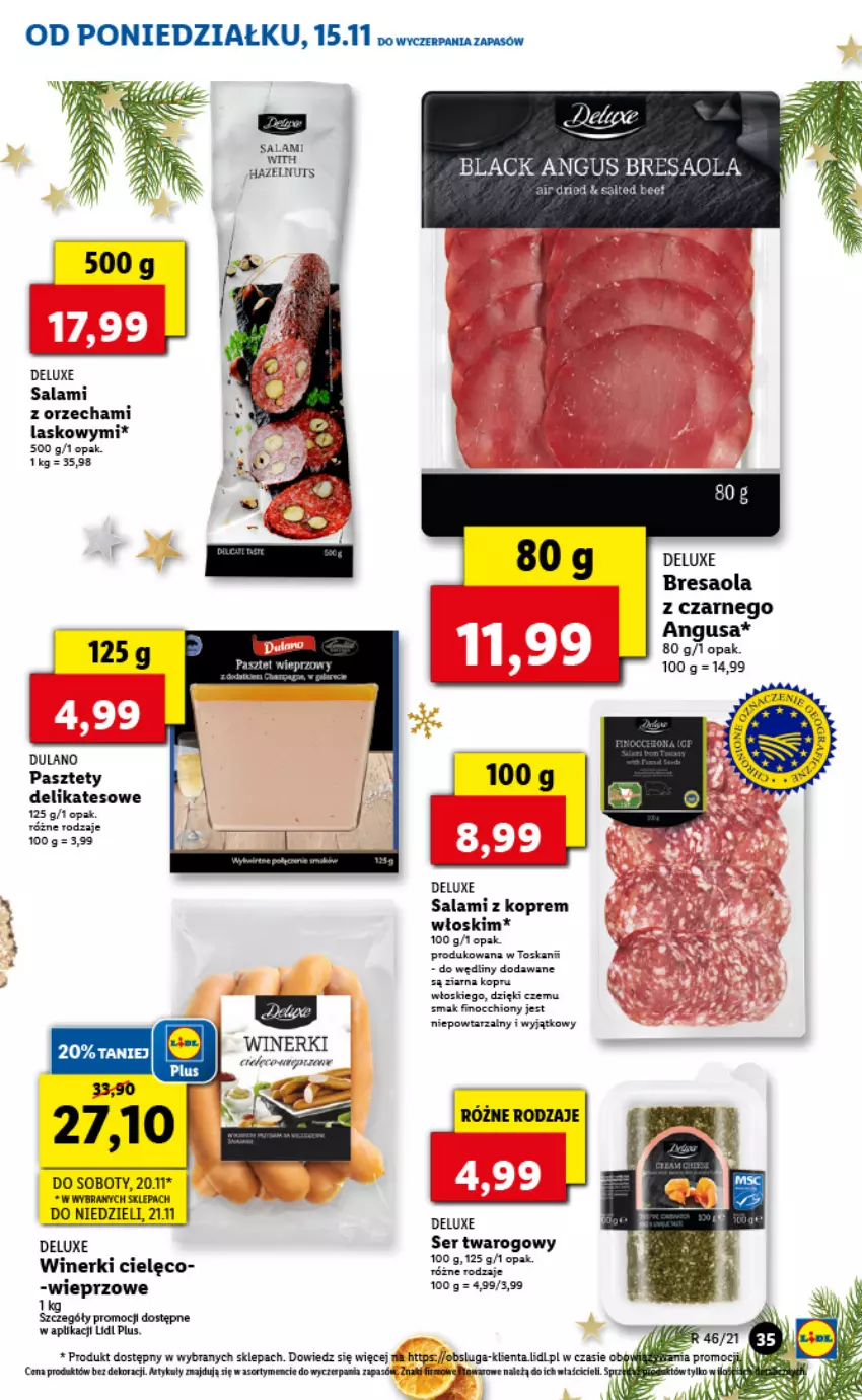 Gazetka promocyjna Lidl - GAZETKA - ważna 15.11 do 17.11.2021 - strona 35 - produkty: Bresaola, Lack, Pasztet, Salami, Ser, Ser twarogowy