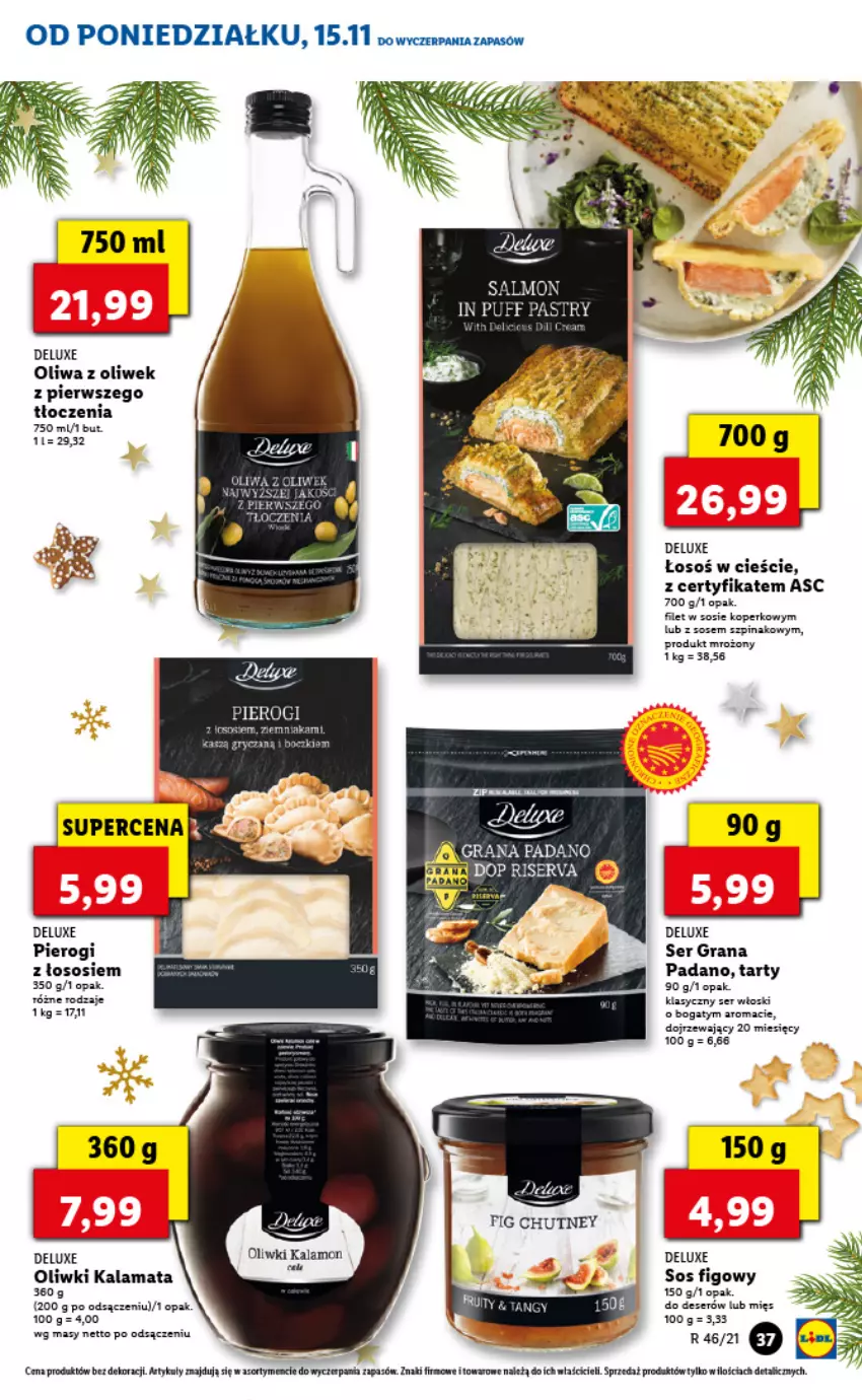 Gazetka promocyjna Lidl - GAZETKA - ważna 15.11 do 17.11.2021 - strona 37 - produkty: Deser, Gra, Oliwa z oliwek, Oliwki, Pierogi, Ser, Sos, Szpinak