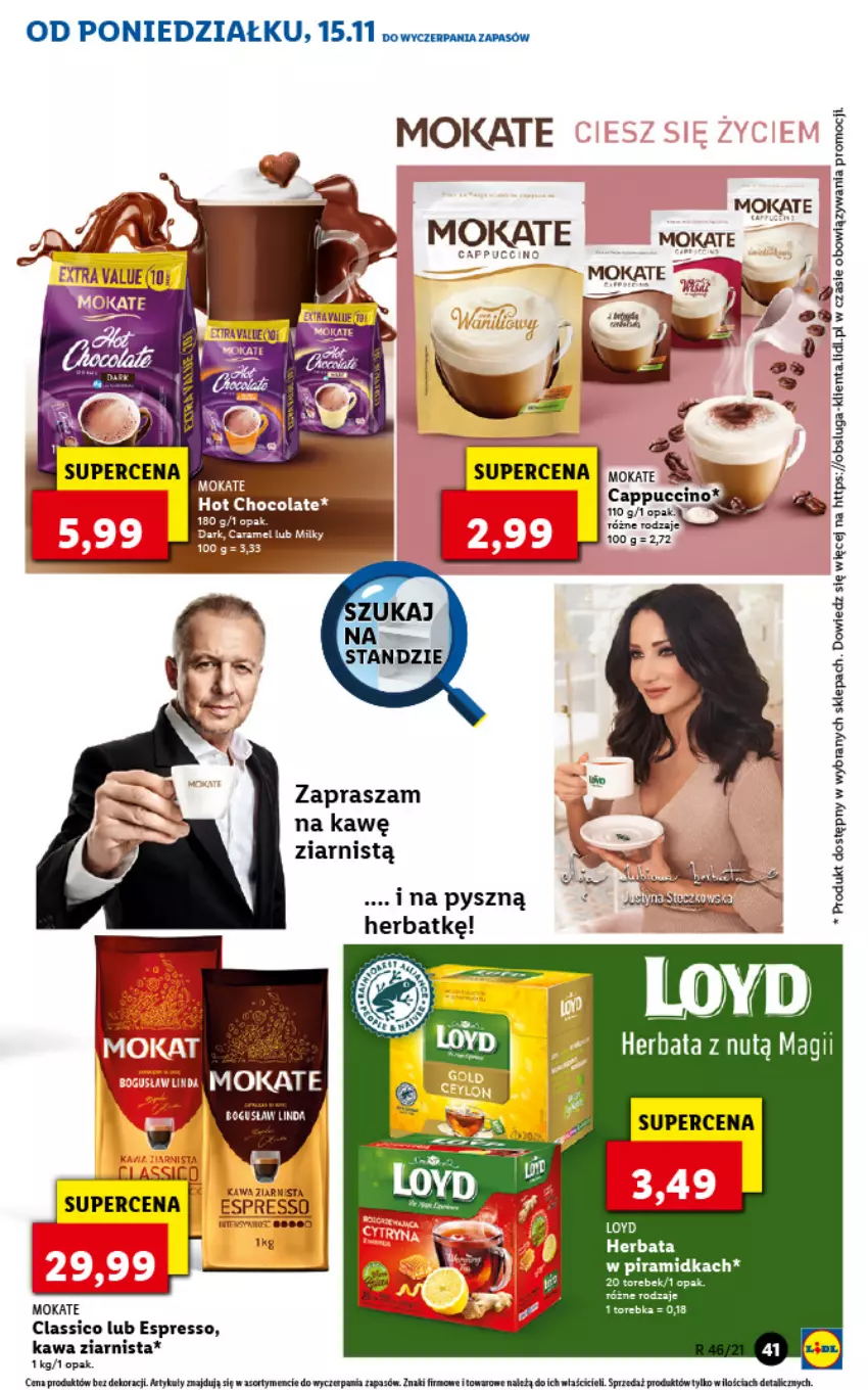 Gazetka promocyjna Lidl - GAZETKA - ważna 15.11 do 17.11.2021 - strona 41 - produkty: BIC, Cappuccino, Herbata, Kawa, Kawa ziarnista