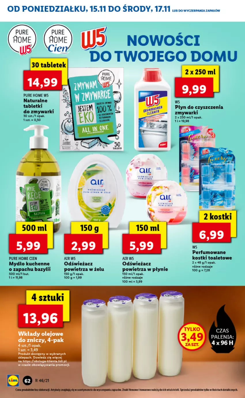 Gazetka promocyjna Lidl - GAZETKA - ważna 15.11 do 17.11.2021 - strona 62 - produkty: Bazyl, Mydło, Olej, Perfum, Pur, Sos, Tablet, Zmywarki, Znicz