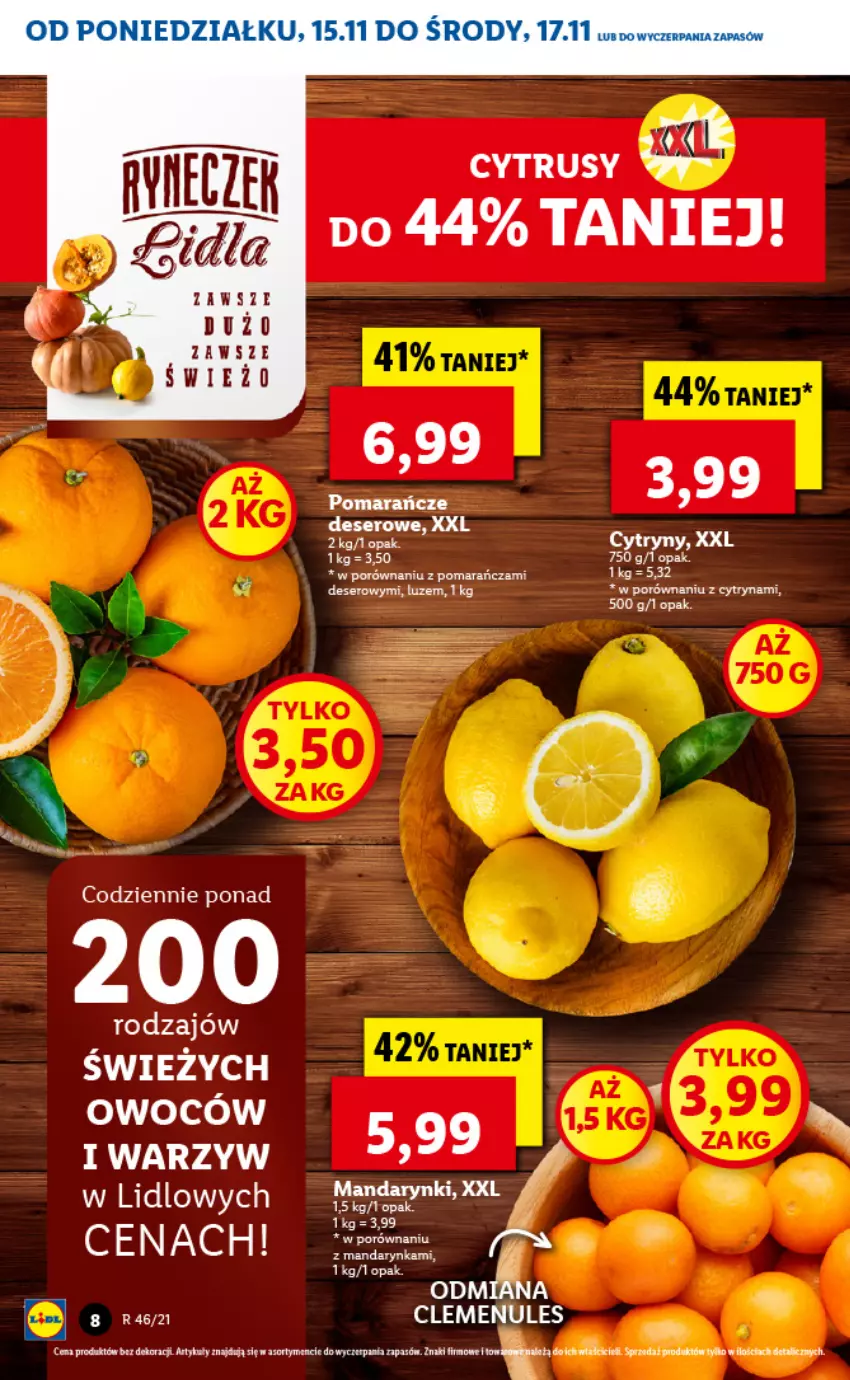 Gazetka promocyjna Lidl - GAZETKA - ważna 15.11 do 17.11.2021 - strona 8 - produkty: Cytryny, Deser, Fa, Mandarynki, Pomarańcze, Por, Ser