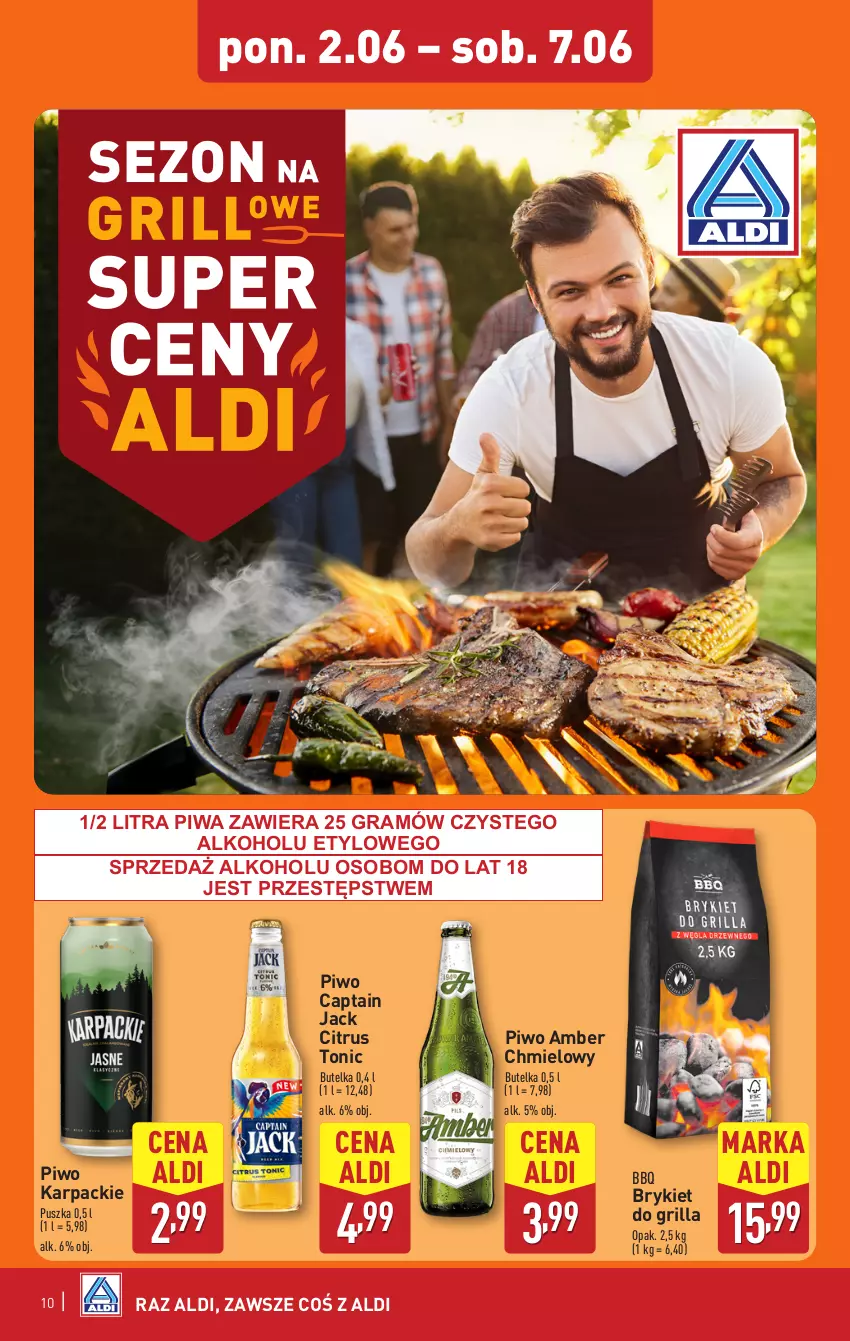 Gazetka promocyjna Aldi - Pełna oferta - ważna 02.06 do 07.06.2025 - strona 10 - produkty: Captain Jack, Gra, Grill, Karp, Piwa, Piwo