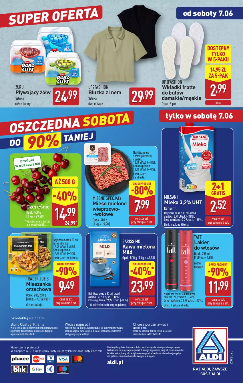 Gazetka promocyjna Aldi - Pełna oferta - ważna 02.06 do 07.06.2025 - strona 38 - produkty: Biuro, Fa, Gra, Kawa, Kawa mielona, Lakier, Lakier do włosów, Mięsne specjały, Mięso, Mięso mielone, Mieszanka orzechowa, Mleko, O nas, Por, Taft, Wkładki