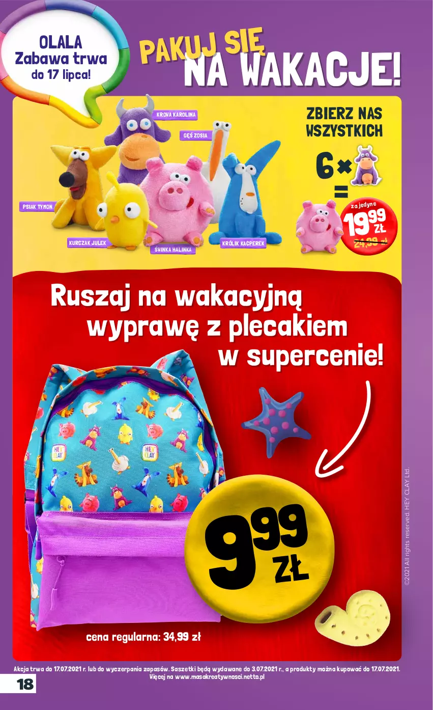 Gazetka promocyjna Netto - Gazetka spożywcza - ważna 28.06 do 03.07.2021 - strona 18 - produkty: Hey Clay, Inka, Królik, Kurczak, Plecak, Ser