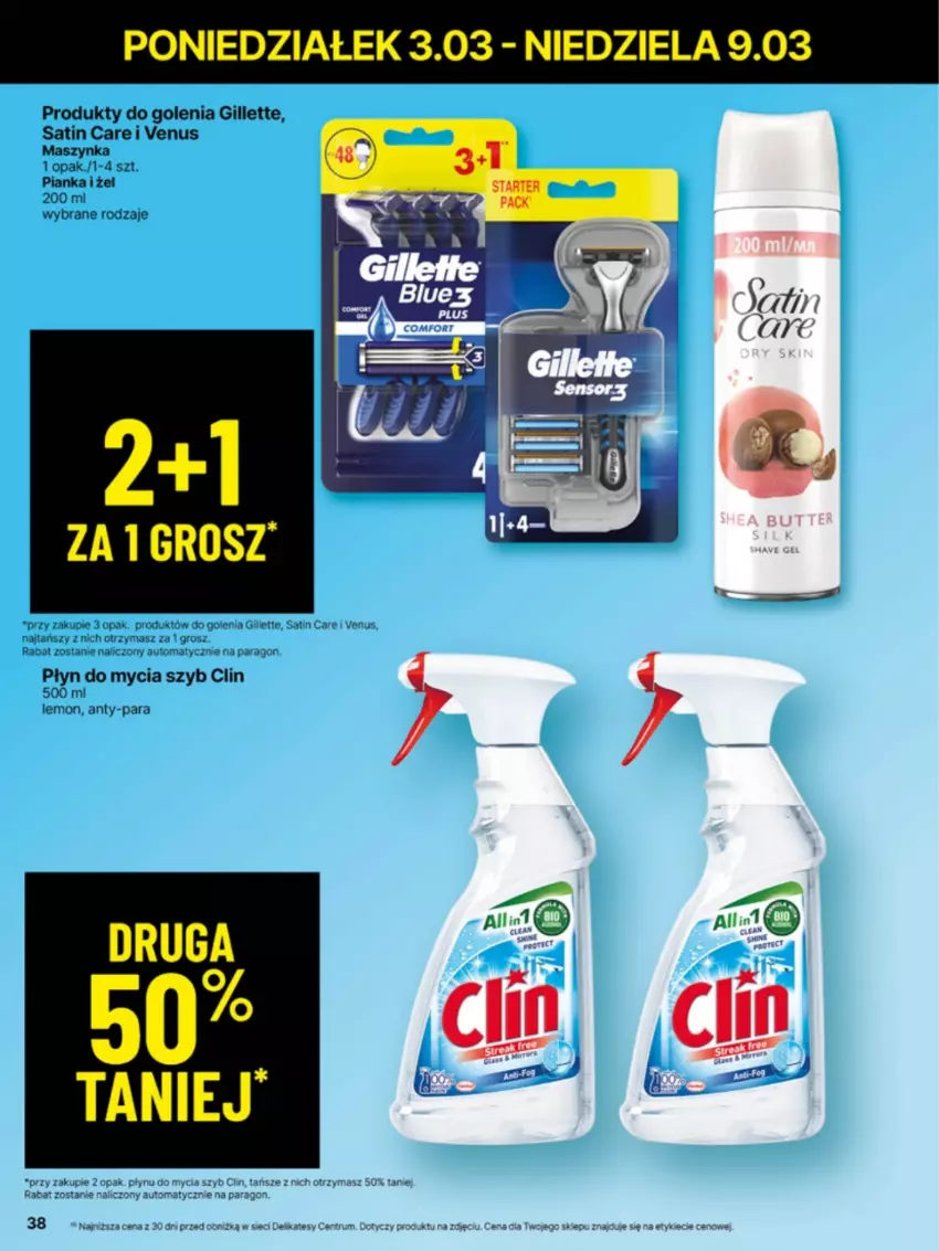 Gazetka promocyjna Delikatesy Centrum - NOWA GAZETKA Delikatesy Centrum od 3 marca! 3-9.03.2025 - ważna 03.03 do 09.03.2025 - strona 38 - produkty: Clin, Gillette, Maszynka, Płyn do mycia, Sati, Szynka, Venus