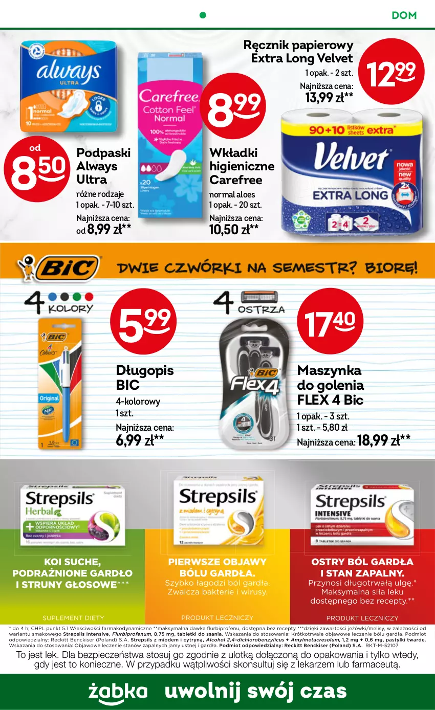 Gazetka promocyjna Żabka - ważna 25.09 do 08.10.2024 - strona 76 - produkty: Always, Always Ultra, BIC, Carefree, Długopis, Maszynka, Maszynka do golenia, Papier, Podpaski, Ręcznik, Szynka, Velvet, Wkładki