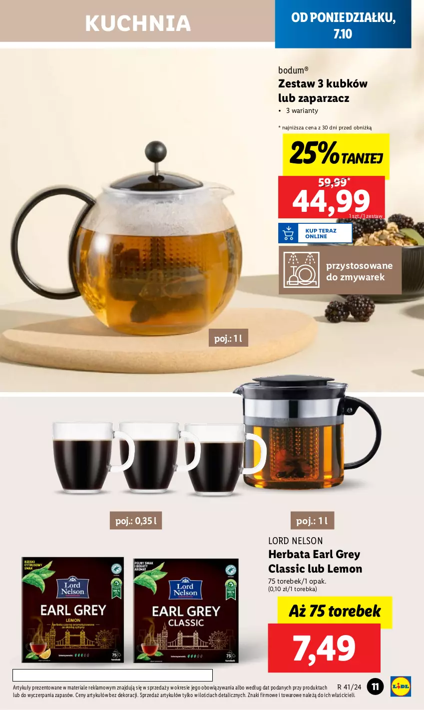 Gazetka promocyjna Lidl - GAZETKA - ważna 07.10 do 12.10.2024 - strona 15 - produkty: Earl Grey, Herbata, Kuchnia, Torebka, Zaparzacz