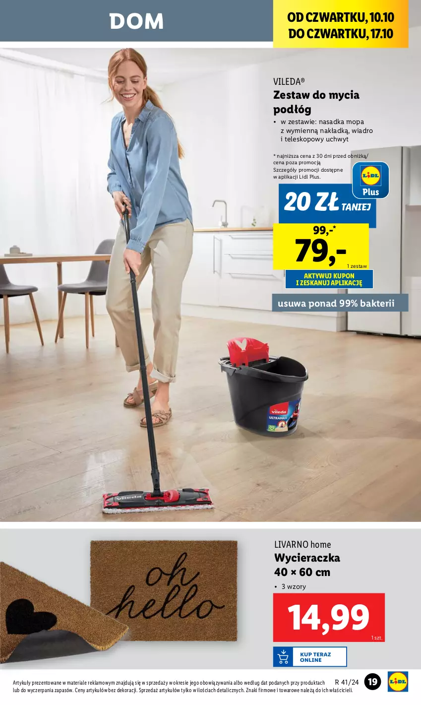 Gazetka promocyjna Lidl - GAZETKA - ważna 07.10 do 12.10.2024 - strona 23 - produkty: Ivar, Mop, Teleskop, Vileda, Wiadro, Wycieraczka