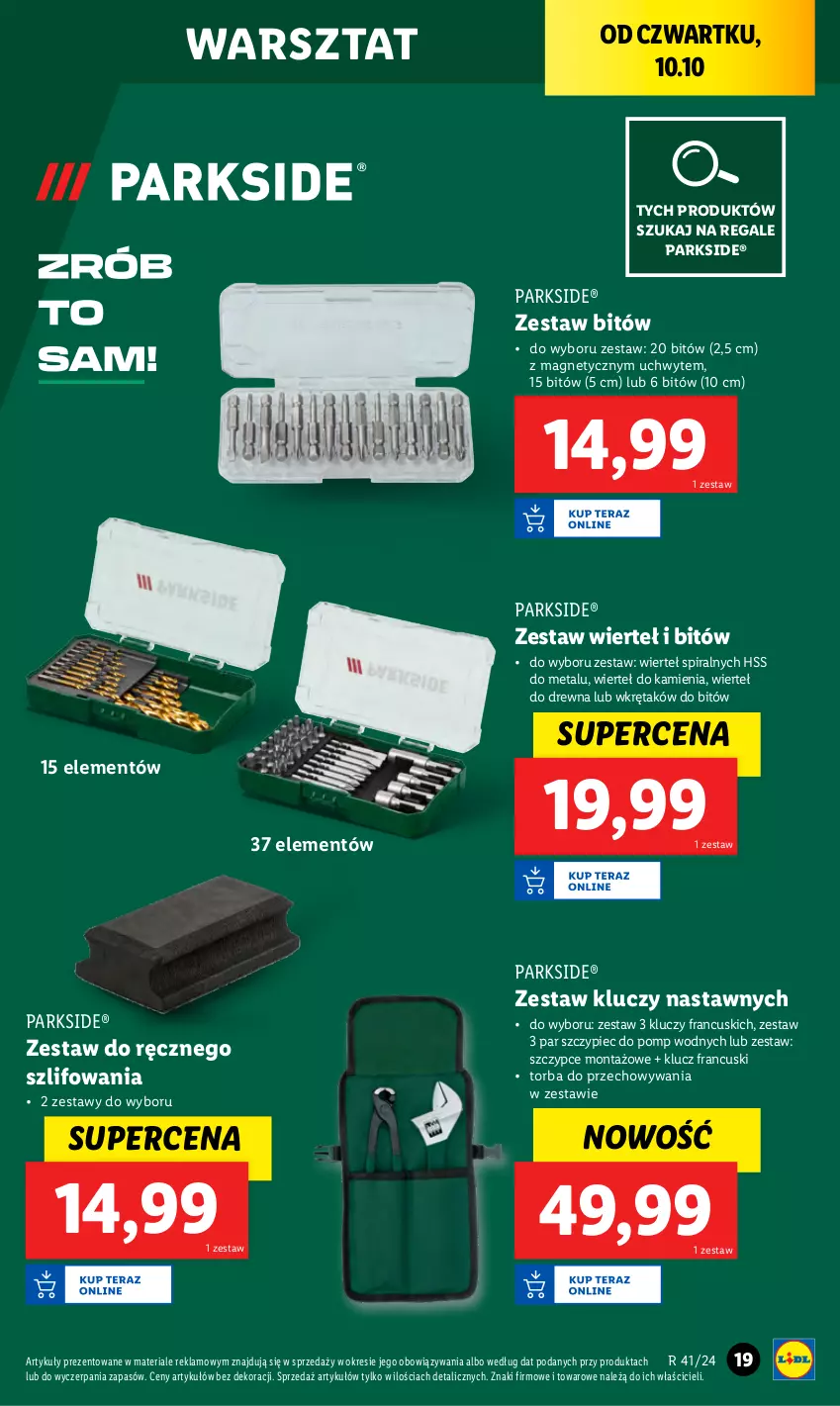 Gazetka promocyjna Lidl - GAZETKA - ważna 07.10 do 12.10.2024 - strona 27 - produkty: Parkside, Piec, Szczypce, Torba, Wkręt, Zestaw kluczy, Zestaw wierteł