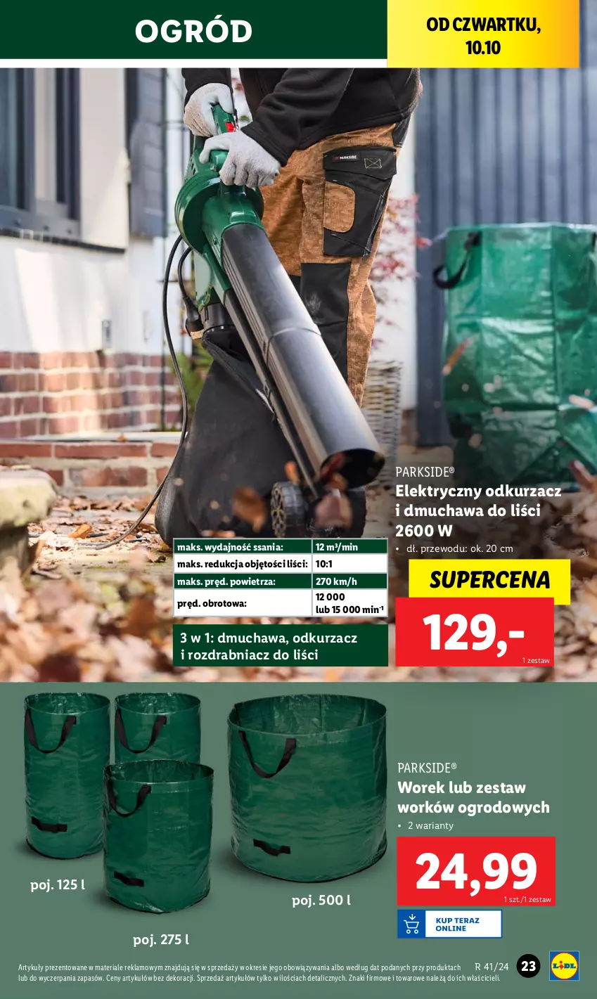 Gazetka promocyjna Lidl - GAZETKA - ważna 07.10 do 12.10.2024 - strona 31 - produkty: Dmuchawa do liści, Odkurzacz, Ogród, Parkside, Rozdrabniacz