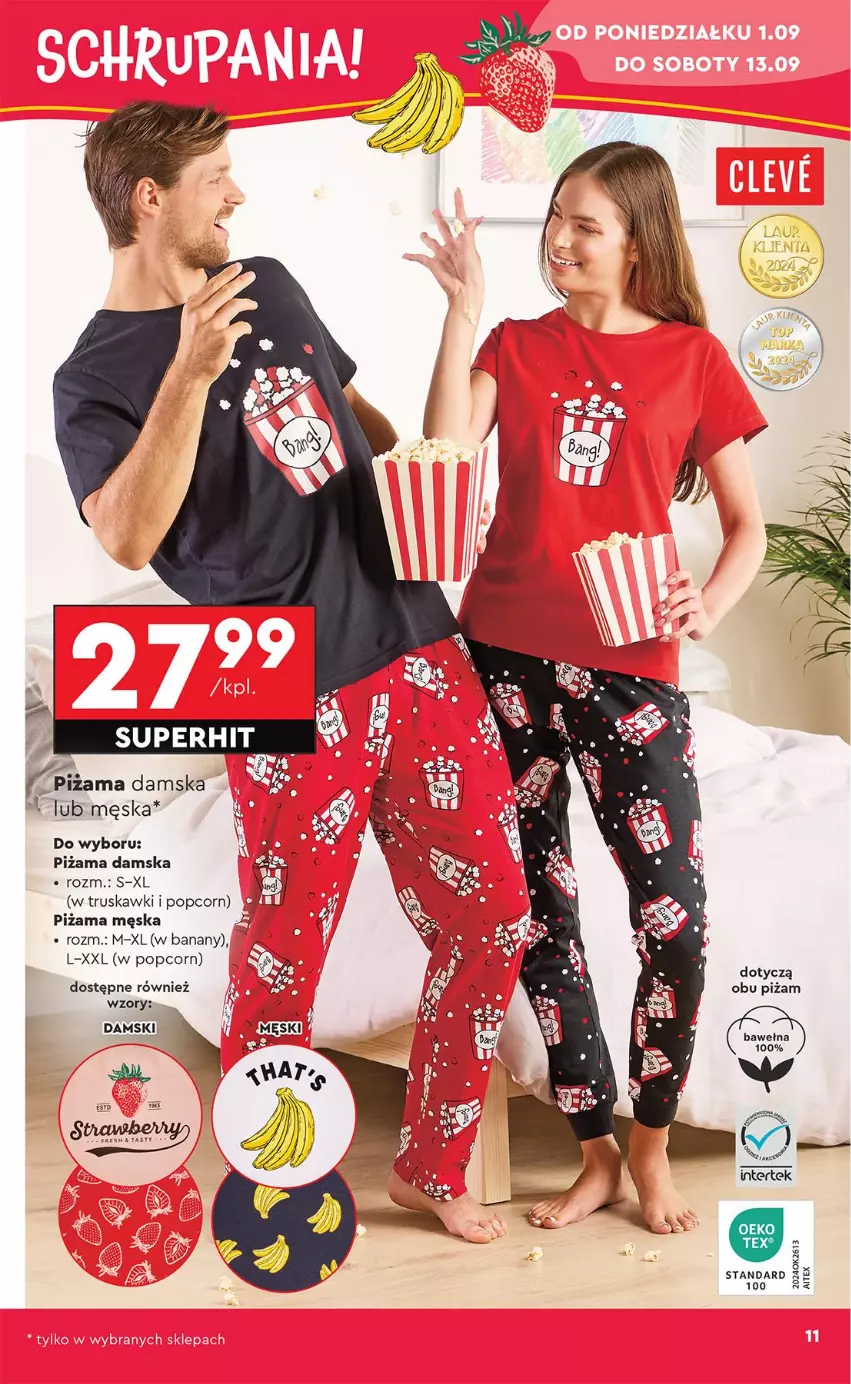 Gazetka promocyjna Biedronka - Okazje Tygodnia - ważna 01.09 do 13.09.2025 - strona 13 - produkty: Banany, Fa, Piżama, Popcorn, Truskawki, Wełna