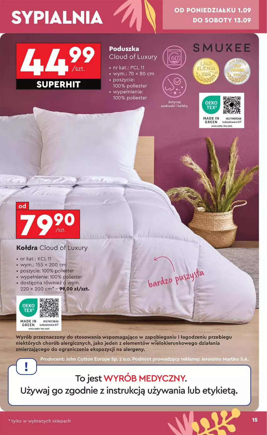 Gazetka promocyjna Biedronka - Okazje Tygodnia - ważna 01.09 do 13.09.2025 - strona 17 - produkty: Gra, Kołdra, Poduszka