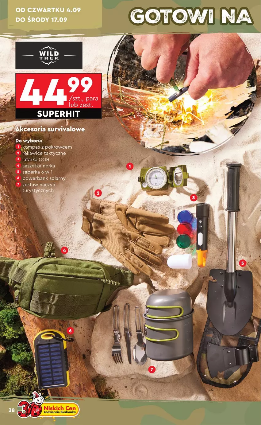 Gazetka promocyjna Biedronka - Okazje Tygodnia - ważna 01.09 do 13.09.2025 - strona 40 - produkty: Latarka, Powerbank, Rękawice, Tarka