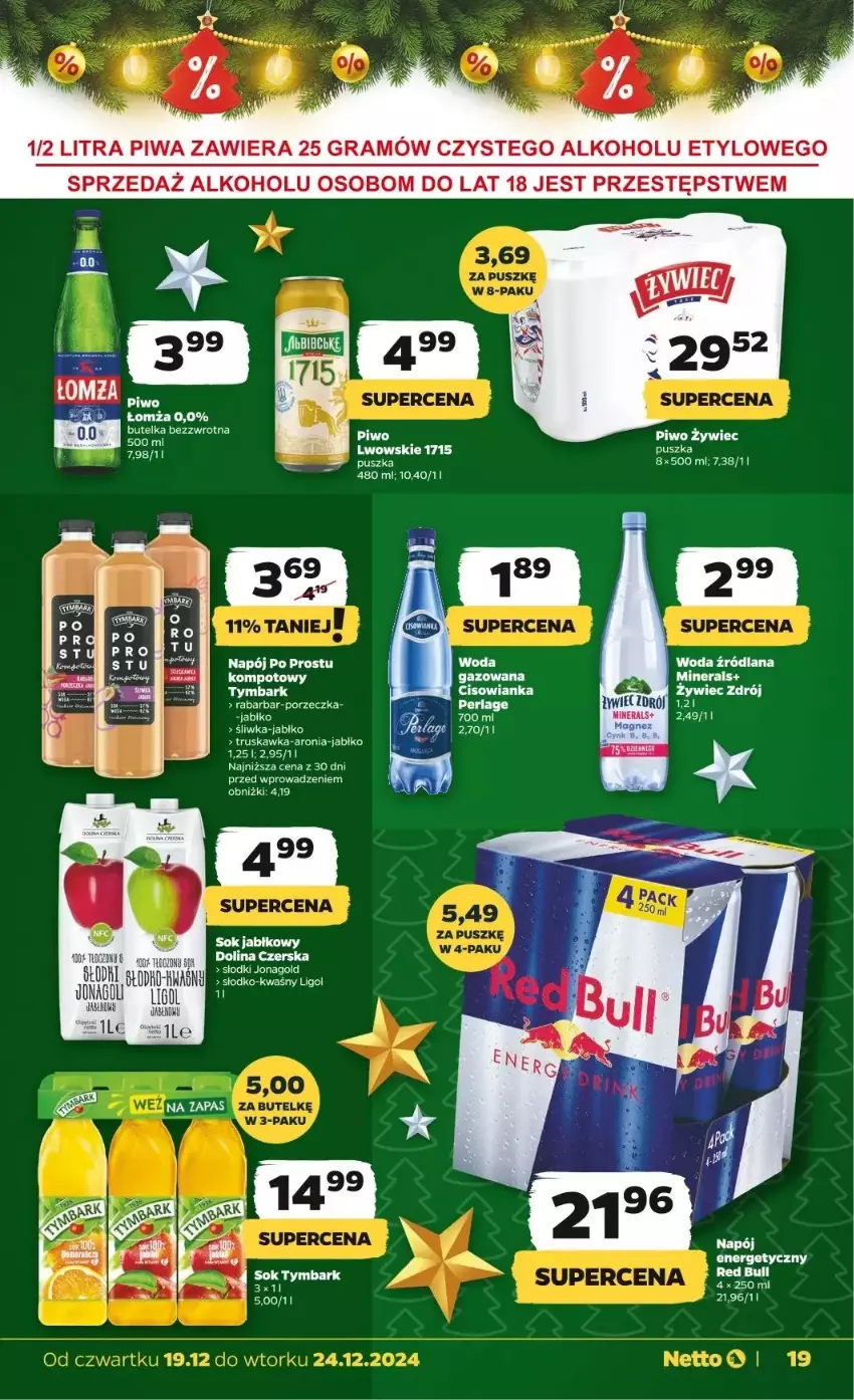 Gazetka promocyjna Netto - ważna 19.12 do 24.12.2024 - strona 11 - produkty: Aronia, Cisowianka, Gra, LANA, LG, Ligol, Napój, Piwa, Piwo, Por, Sok, Tymbark, Woda