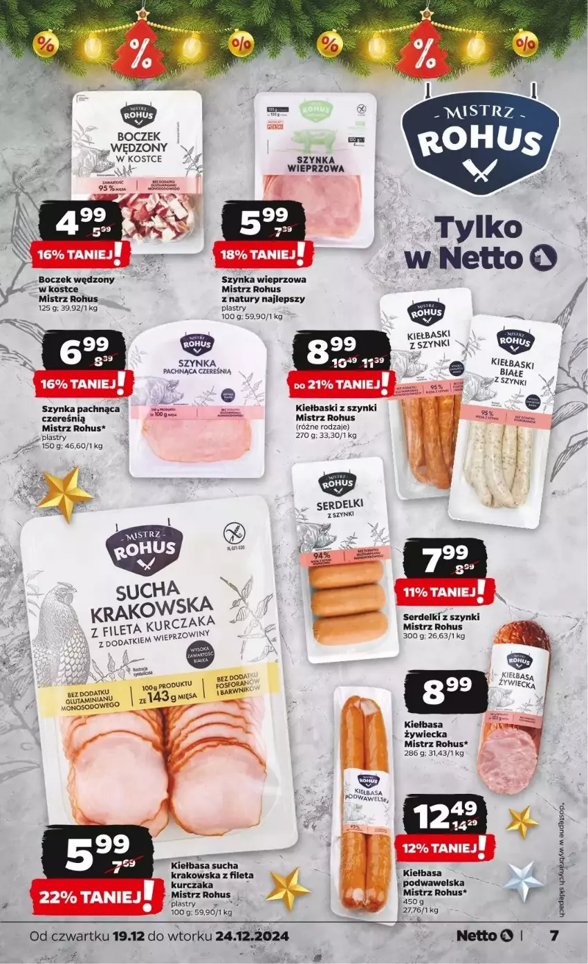 Gazetka promocyjna Netto - ważna 19.12 do 24.12.2024 - strona 25 - produkty: Boczek, Kiełbasa, Kiełbasa zywiecka, Kurczak, Ser, Serdelki, Szynka, Szynka wieprzowa, Wawel