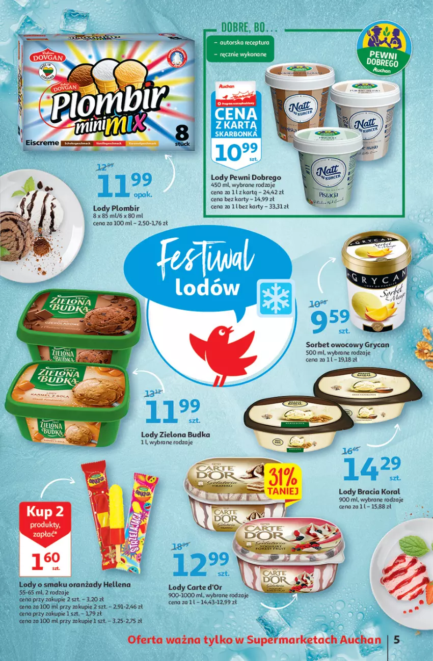 Gazetka promocyjna Auchan - Udane grillowanie jest w cenie Supermarkety - ważna 19.05 do 28.05.2022 - strona 5 - produkty: Carte d'Or, Gry, Hellena, Leon, Lody, Zielona Budka