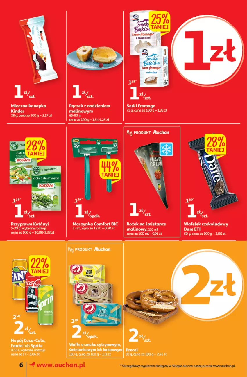 Gazetka promocyjna Auchan - Udane grillowanie jest w cenie Supermarkety - ważna 19.05 do 28.05.2022 - strona 6 - produkty: BIC, Coca-Cola, Fa, Fanta, Kakao, Maszynka, Napój, Pączek, Ser, Sprite, Szynka, Wafelek, Wafle