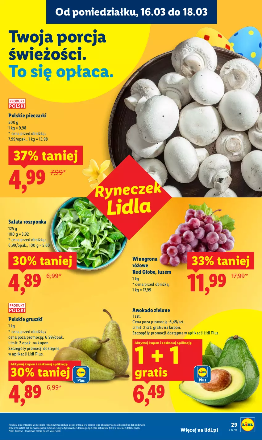 Gazetka promocyjna Lidl - Gazetka ważna od 16.03 do 18.03 - ważna 16.03 do 18.03.2026 - strona 31 - produkty: Gra, Gruszki, Piec, Por, Roszponka, Sałat, Wino, Winogrona