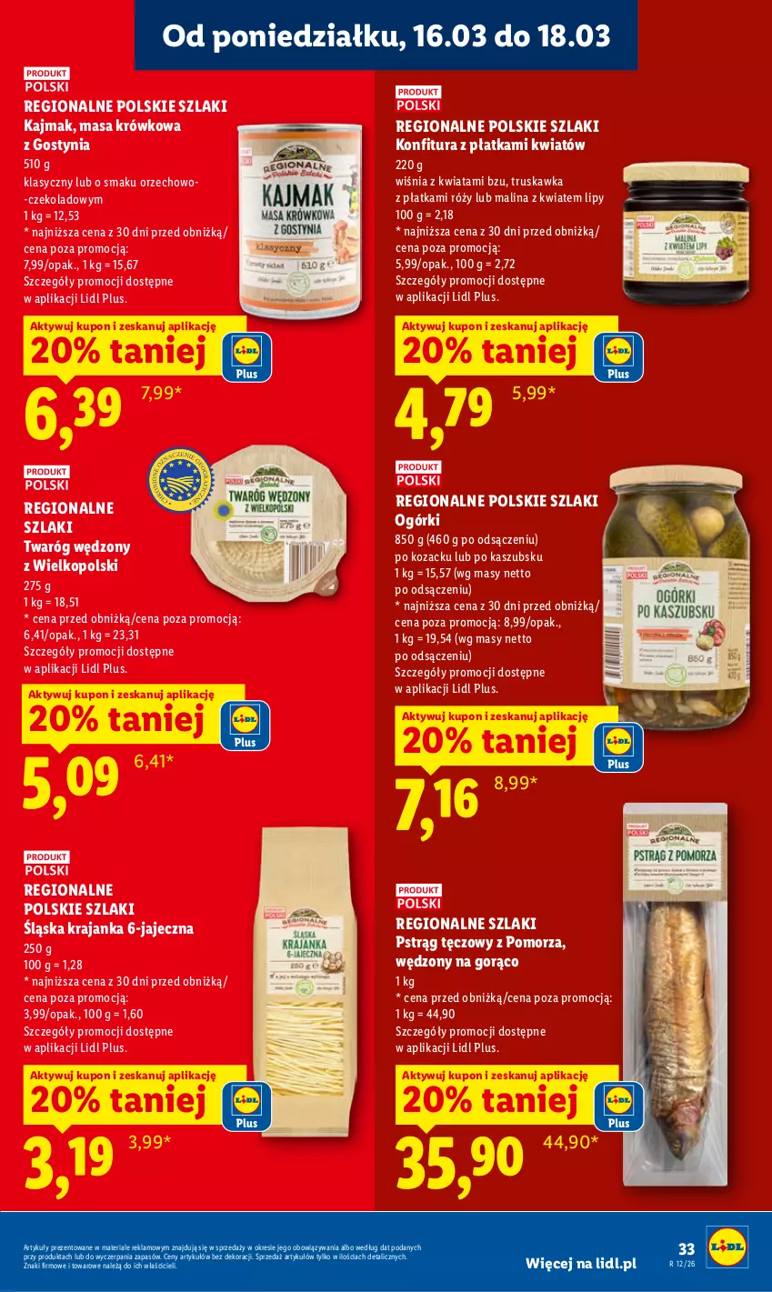 Gazetka promocyjna Lidl - Gazetka ważna od 16.03 do 18.03 - ważna 16.03 do 18.03.2026 - strona 35 - produkty: Konfitura, Masa krówkowa, Pstrąg, Pstrąg tęczowy, Twaróg