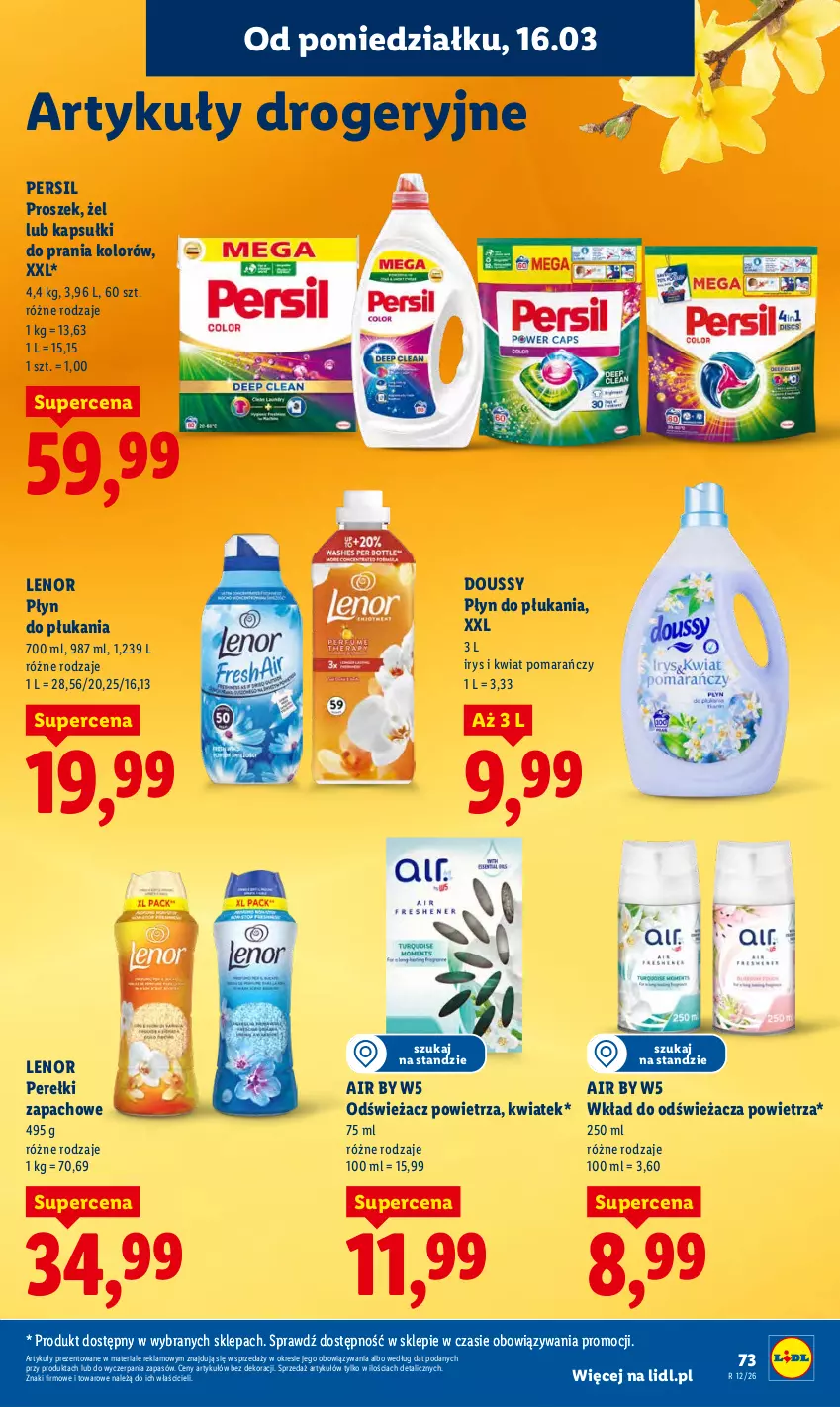 Gazetka promocyjna Lidl - Gazetka ważna od 16.03 do 18.03 - ważna 16.03 do 18.03.2026 - strona 75 - produkty: Kapsułki do prania, Lenor, Odświeżacz powietrza, Perełki zapachowe, Persil, Płyn do płukania