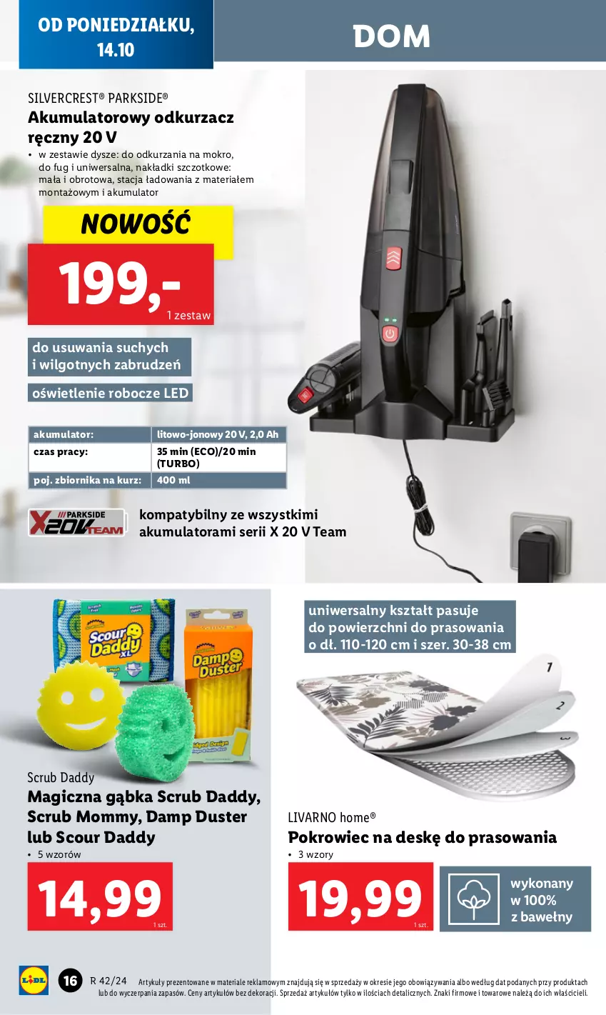 Gazetka promocyjna Lidl - GAZETKA - ważna 14.10 do 19.10.2024 - strona 18 - produkty: Akumulator, Ivar, LG, Odkurzacz, Parkside, Pokrowiec, Pokrowiec na deskę, Ser, Silvercrest