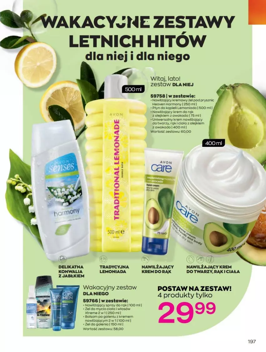 Gazetka promocyjna Avon - Czerwiec - ważna 01.06 do 30.06.2021 - strona 197 - produkty: Balsam po goleniu, Krem do rąk, Krem nawilżający, Lemoniada, Olej