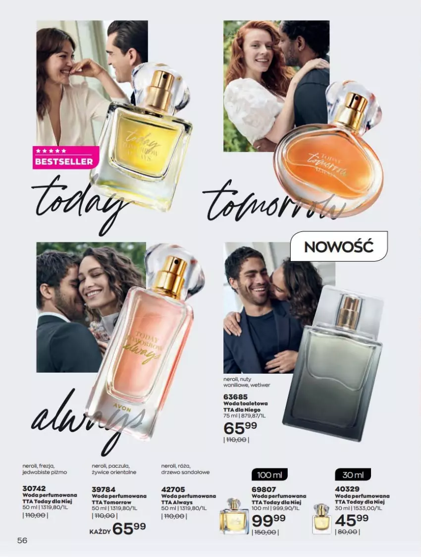 Gazetka promocyjna Avon - Czerwiec - ważna 01.06 do 30.06.2021 - strona 56 - produkty: Always, Nuty, Perfum, Róża, Woda, Woda perfumowana, Woda toaletowa