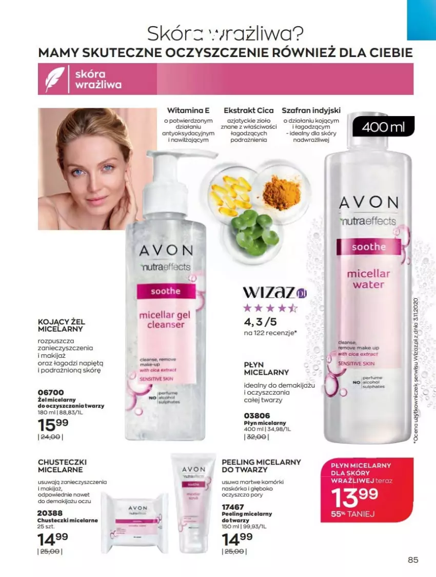 Gazetka promocyjna Avon - Czerwiec - ważna 01.06 do 30.06.2021 - strona 85 - produkty: Chusteczki, Fa, Kije, Makijaż, Peeling, Płyn micelarny, Por, Szafran, Tera