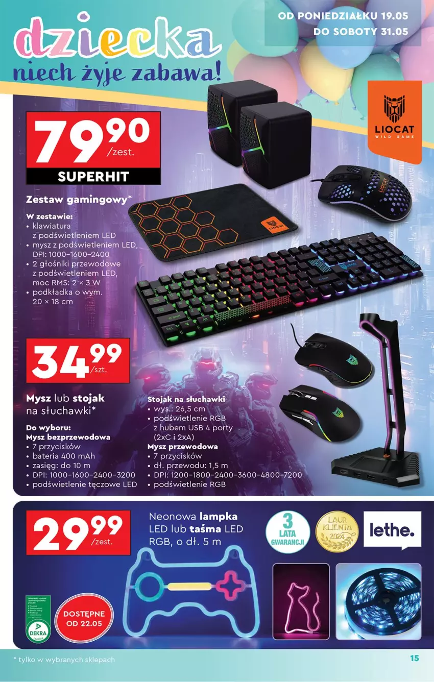 Gazetka promocyjna Biedronka - Okazje Tygodnia - ważna 17.05 do 31.05.2025 - strona 17 - produkty: Bateria, Głośnik, Klawiatura, Mysz, Mysz bezprzewodowa, Podkład, Podkładka, Por, Słuchawki, Stojak