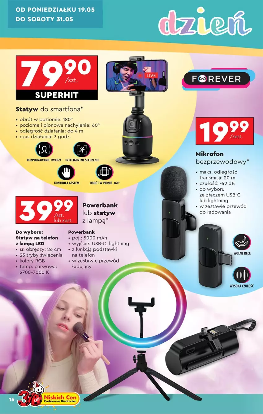 Gazetka promocyjna Biedronka - Okazje Tygodnia - ważna 17.05 do 31.05.2025 - strona 18 - produkty: Intel, Mikrofon, Powerbank, Przewód, Smartfon, Sok, Telefon, Tran
