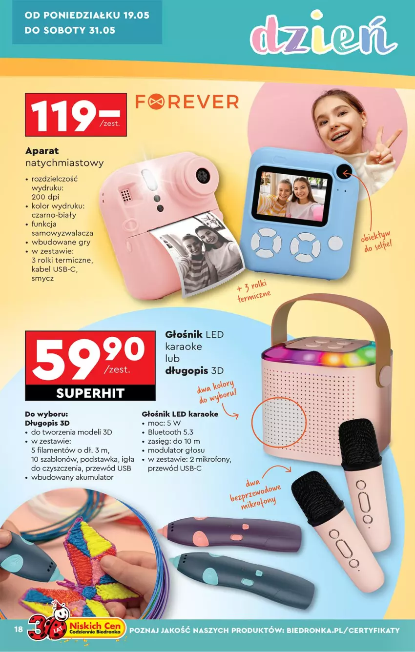 Gazetka promocyjna Biedronka - Okazje Tygodnia - ważna 17.05 do 31.05.2025 - strona 20 - produkty: Akumulator, Długopis, Głośnik, Gry, Kabel USB, Mikrofon, Przewód, Rolki, Smycz