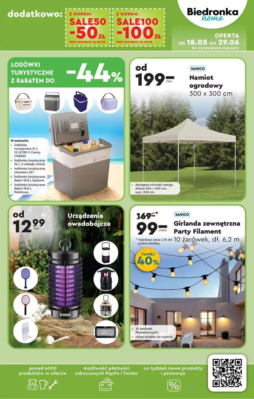 Gazetka promocyjna Biedronka - Okazje Tygodnia - ważna 17.05 do 31.05.2025 - strona 45 - produkty: Girlanda, Lodówka, Namiot