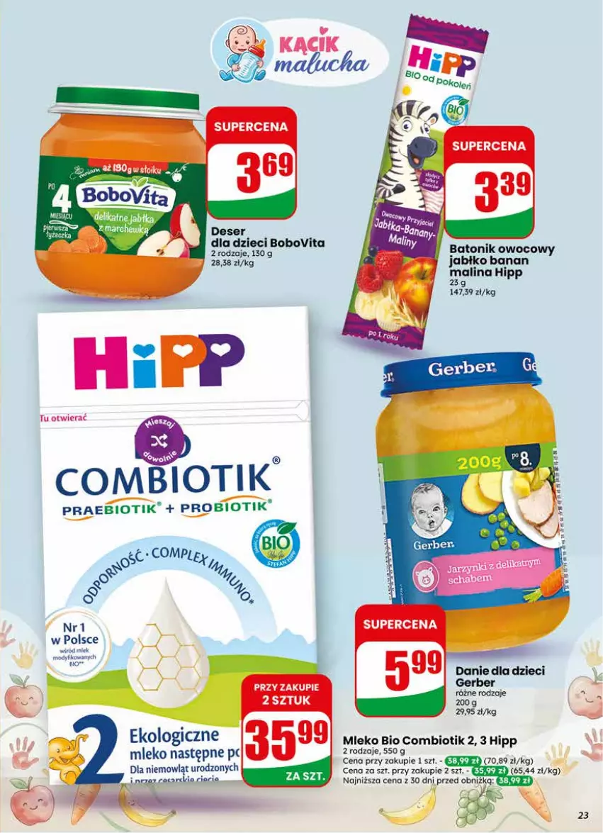 Gazetka promocyjna Dino - Gazetka 22 / 2026 - ważna 27.05 do 02.06.2026 - strona 23 - produkty: Baton, BoboVita, Cars, Danie dla dzieci, Dzieci, Gerber, HiPP, Mleko, O nas, Tonik