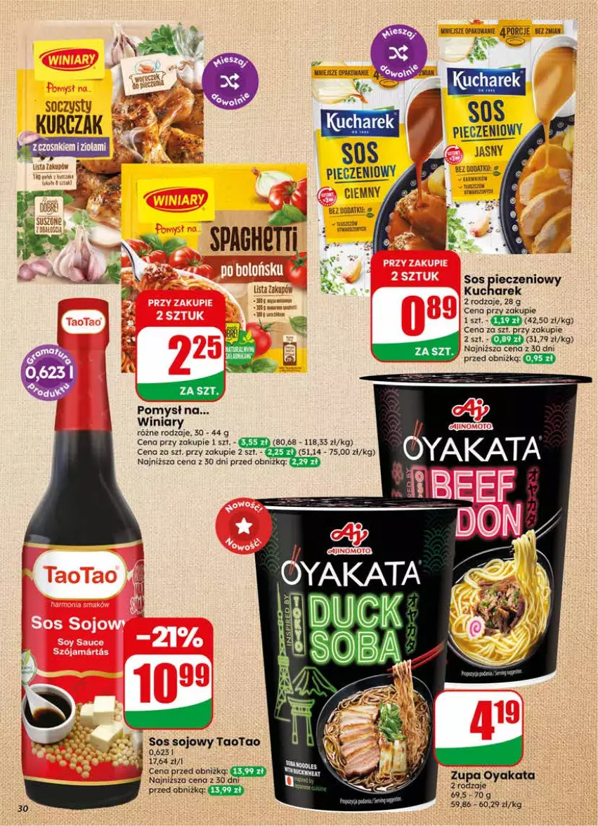 Gazetka promocyjna Dino - Gazetka 22 / 2026 - ważna 27.05 do 02.06.2026 - strona 30 - produkty: Kucharek, Kurczak, Piec, Por, Sos, Sos pieczeniowy, Sos sojowy, TaoTao, Winiary, Zupa