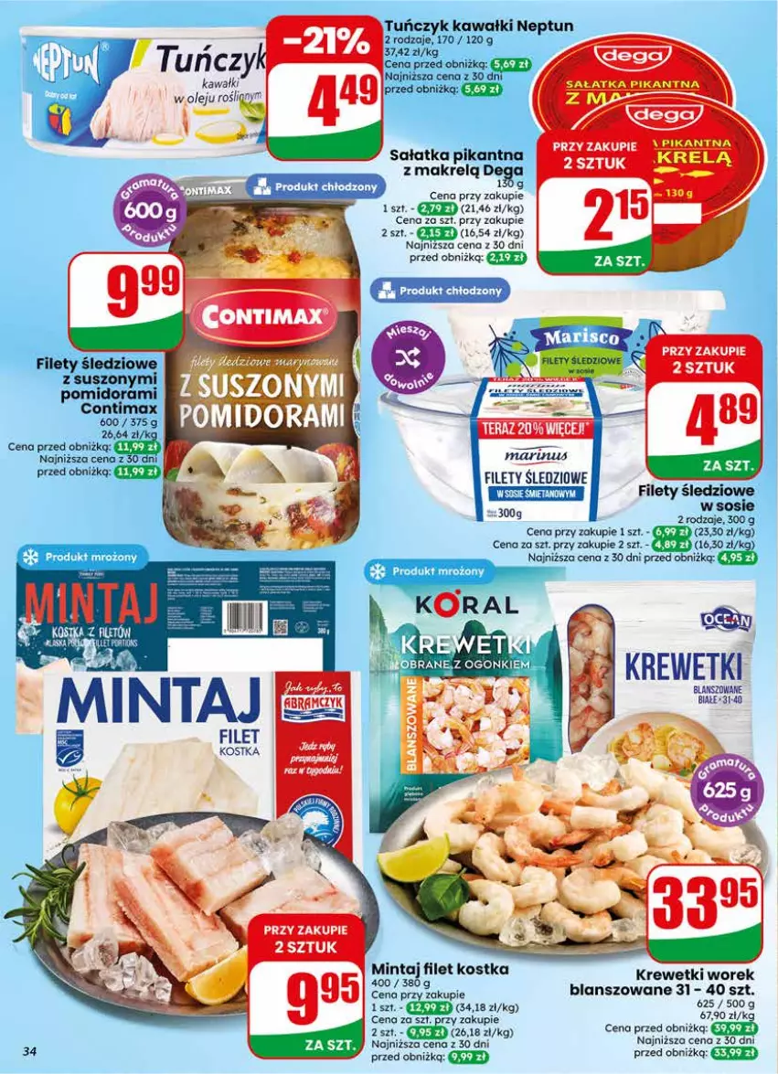 Gazetka promocyjna Dino - Gazetka 22 / 2026 - ważna 27.05 do 02.06.2026 - strona 34 - produkty: Dega, Kawa, Krewetki, Makrelą, Olej, Sałat, Sałatka, Sos, Tera, Tuńczyk