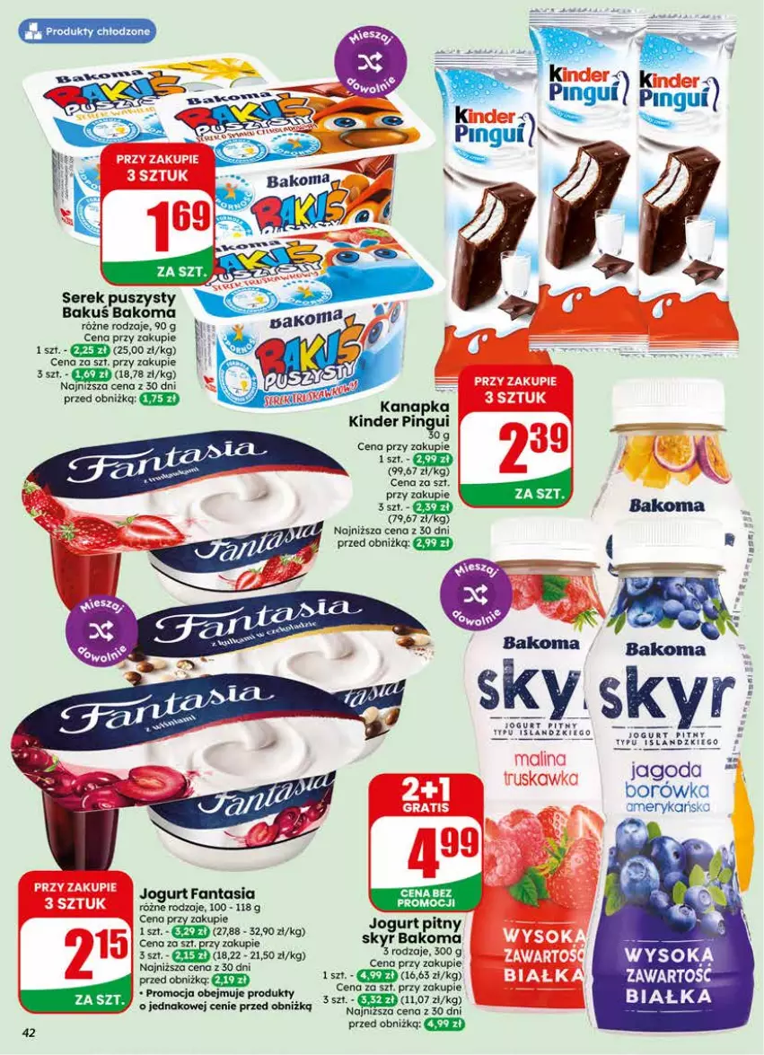 Gazetka promocyjna Dino - Gazetka 22 / 2026 - ważna 27.05 do 02.06.2026 - strona 42 - produkty: Bakoma, Borówka, Isla, Jogurt, Kinder, Koc, Ser, Serek, Serek puszysty, Sok