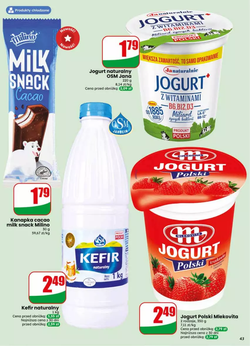 Gazetka promocyjna Dino - Gazetka 22 / 2026 - ważna 27.05 do 02.06.2026 - strona 43 - produkty: Jogurt, Jogurt naturalny, Kefir, Kefir naturalny