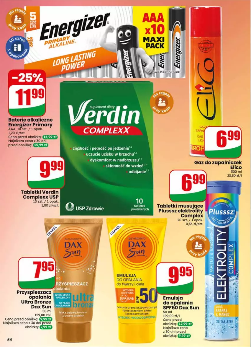 Gazetka promocyjna Dino - Gazetka 22 / 2026 - ważna 27.05 do 02.06.2026 - strona 66 - produkty: Baterie alkaliczne, DAX, Emulsja, Mięta, Mus, Por, Prima, Sok, Suplement diety, Tablet, Tabletki musujące, Zdrowie