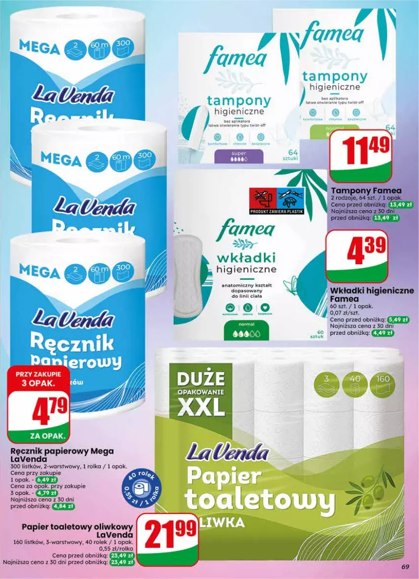 Gazetka promocyjna Dino - Gazetka 22 / 2026 - ważna 27.05 do 02.06.2026 - strona 69 - produkty: Atomic, Fa, Papier, Papier toaletowy, Ręcznik, Tampony, Wkładki
