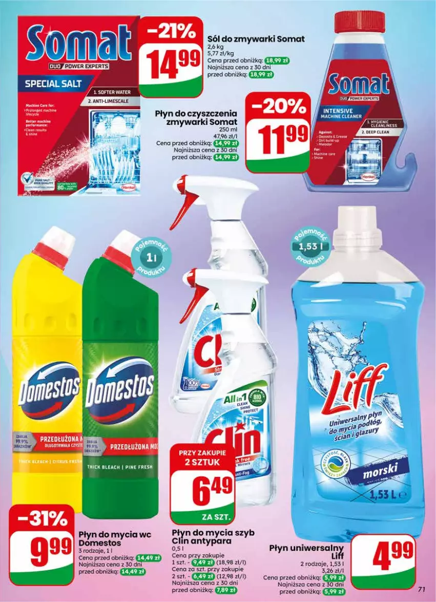 Gazetka promocyjna Dino - Gazetka 22 / 2026 - ważna 27.05 do 02.06.2026 - strona 71 - produkty: Cars, Domestos, Płyn do mycia, Sól, Somat, Zmywarki