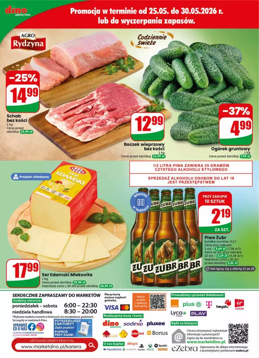 Gazetka promocyjna Dino - Gazetka 22 / 2026 - ważna 27.05 do 02.06.2026 - strona 72 - produkty: Boczek, Edam, Gra, Grunt, Mleko, Mlekovita, Ogórek, Perfum, Piwa, Ser, Tera
