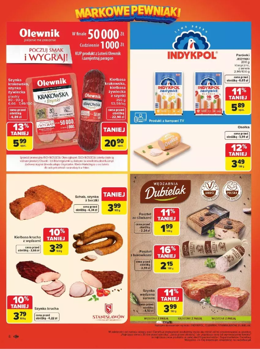 Gazetka promocyjna Carrefour - Gazetka Carrefour, Market Łap markowe pewniaki! - ważna 16.02 do 28.02.2026 - strona 10 - produkty: Fa, Gra, Kiełbasa, Kiełbasa krucha, Lack, Parówki, Pasztet, Por, Ser, Szynka